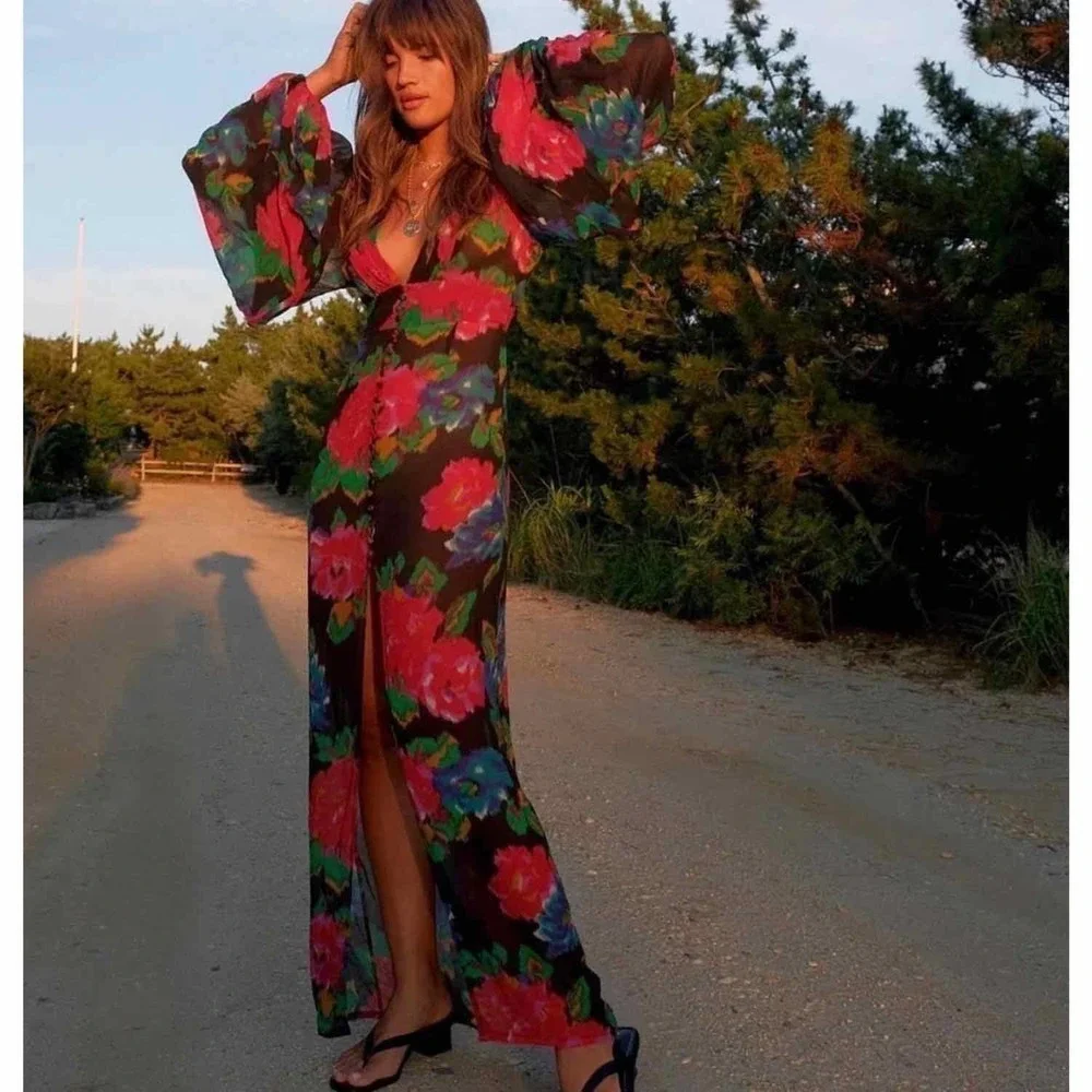 Rat & Boa Ferreira Floral Print Maxi Dress Size Small